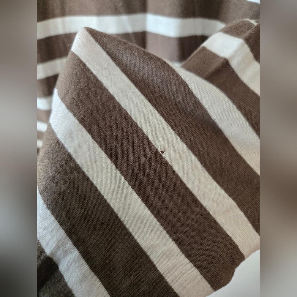 Jackson Rowe XL Khaki Green & Cream Striped Knotted Front Long Sleeve Top - Picture 8 of 9
